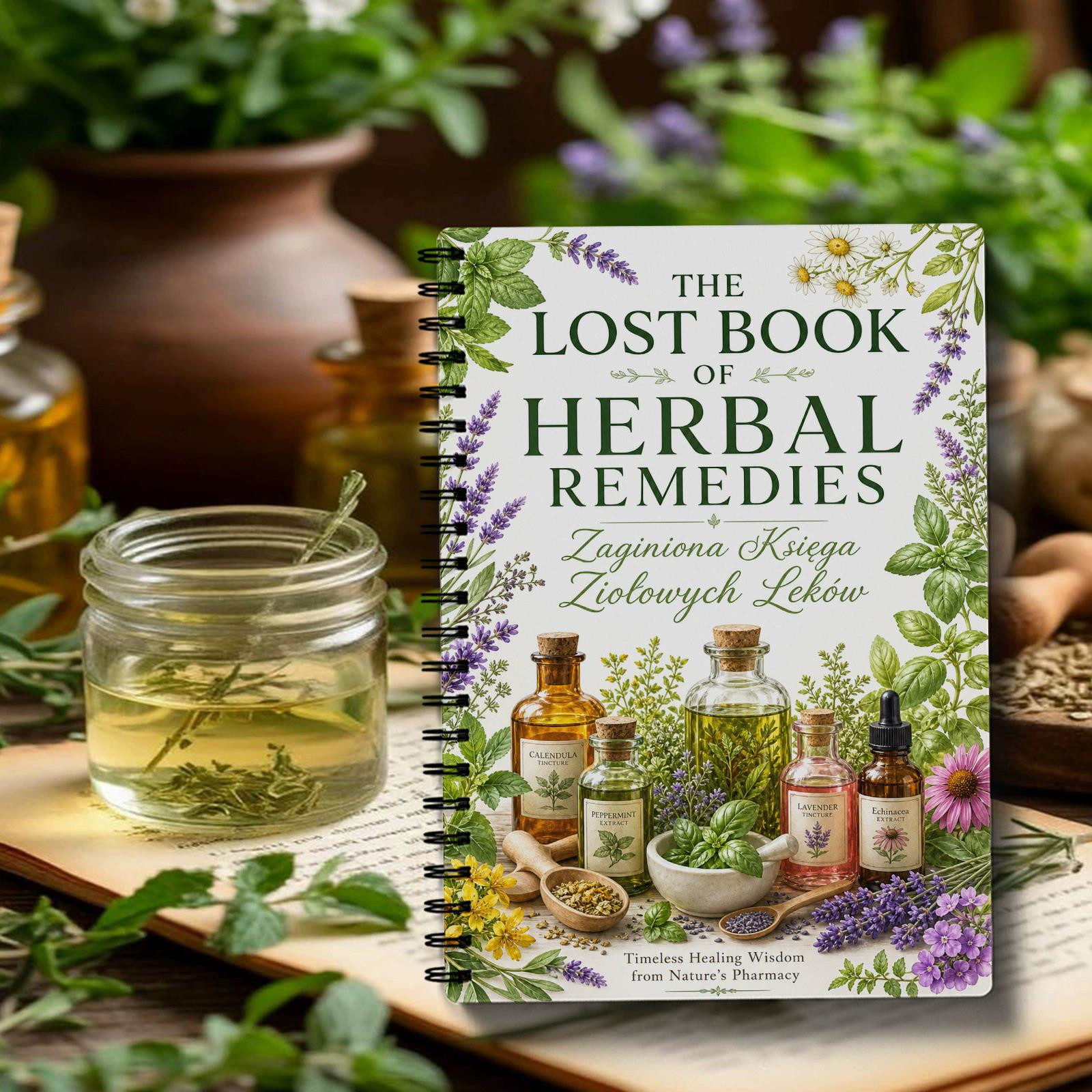 Herbal Wellness Remedy - دفتر ملاحظات حلزوني للمستحضرات العشبية، غلاف